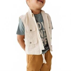NEW BABYSPROUTS explorer zip up sleeveless vest in cream